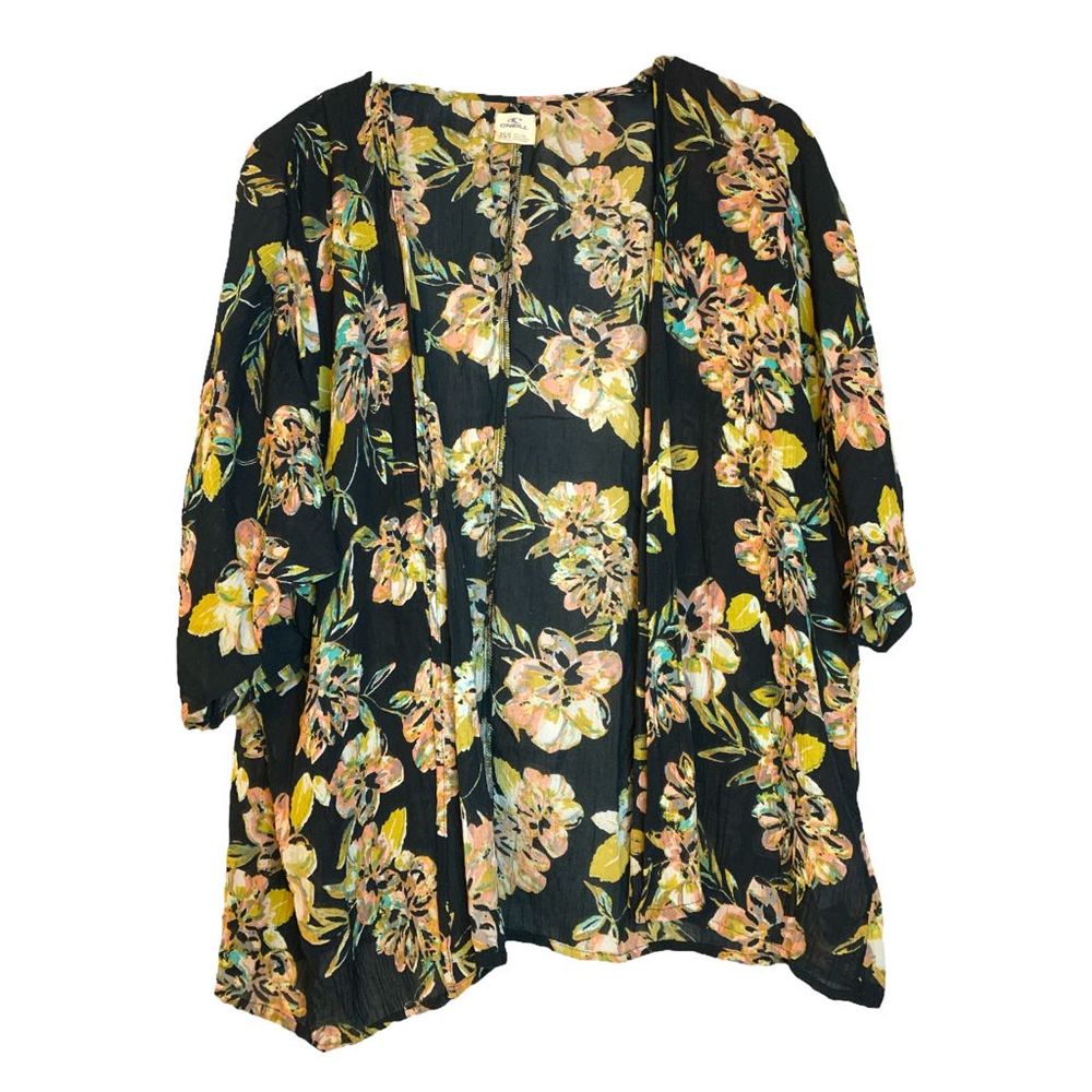 O'Neill Black Floral Kimono Top